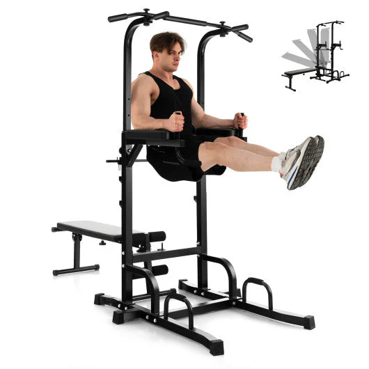 Power Tower Pull Up Bar Stand With Adjustable Heights and Bench - Kaedas