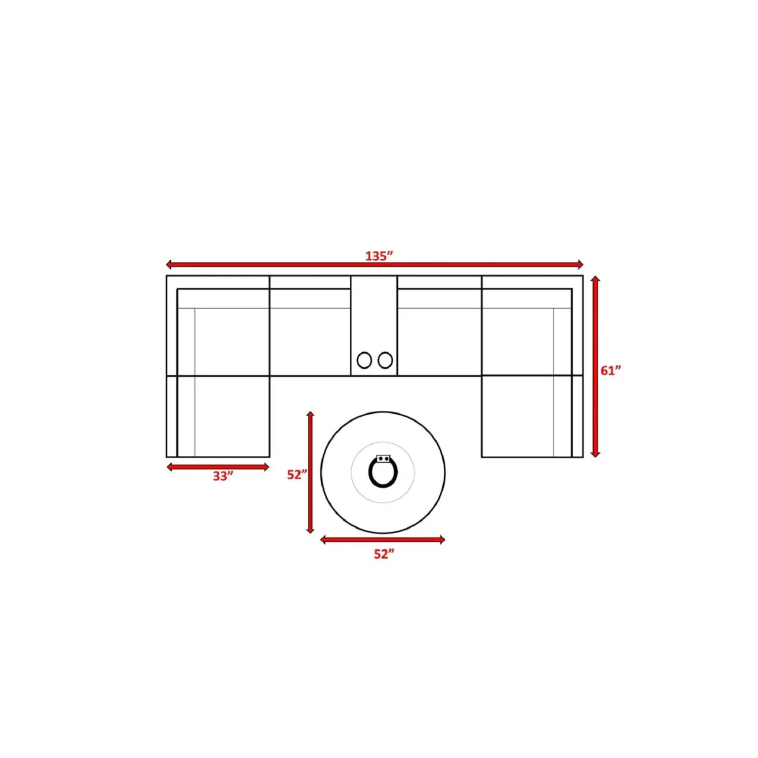 All Weather 4 Person Patio Sofa Set With Fire Pit and Side Table Rustproof - Brown - Kaedas