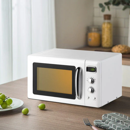 0.9 Cu.ft Retro Countertop Compact Microwave Oven-White - Kaedas