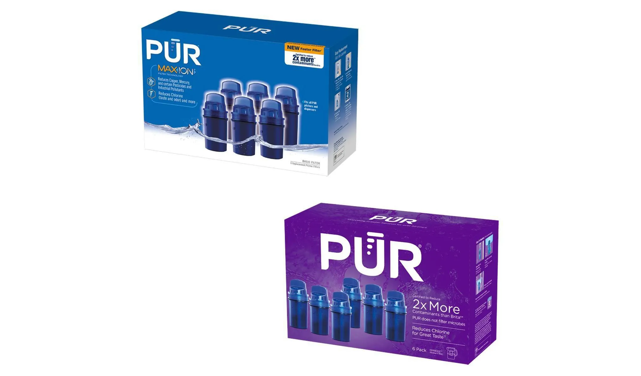 PUR Water Pitcher Replacement Filter - 6 pack: Reduces Odors, Filters Chlorine & Pesticides, Blue, 30-Day Warranty - Kaedas