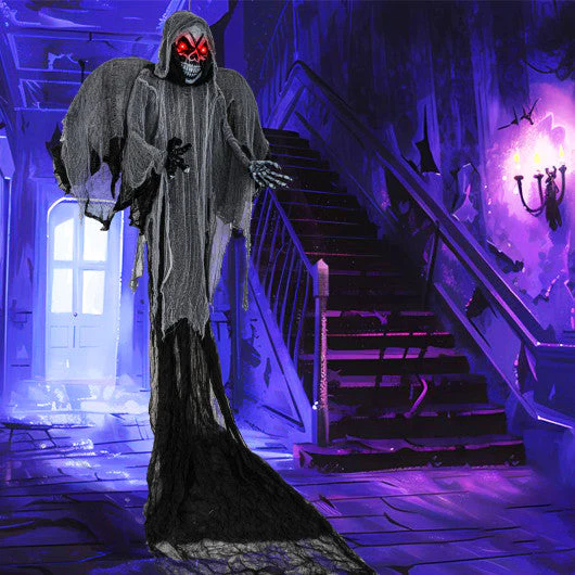 12.1 Ft Skeleton Ghost With Flickering Red Eyes and Scary Sounds - Kaedas