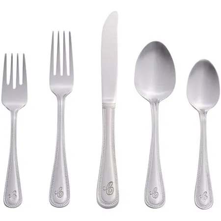 Riverridge Beaded 46-Piece Monogrammed Flatware Set - C, Service for 8 - Silver - Kaedas