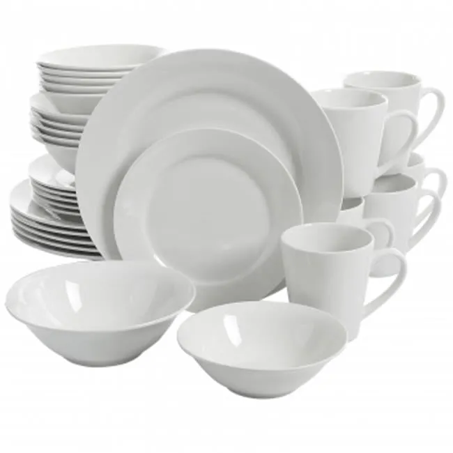 Noble Court Ceramic Dinnerware Set, 30 Pieces in White - Kaedas