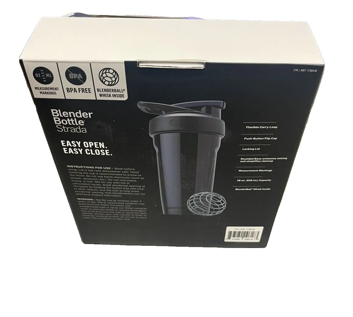 Blender Bottle Strada Shaker Bottle 28 Ounce - Black/White (2 Count) - Kaedas