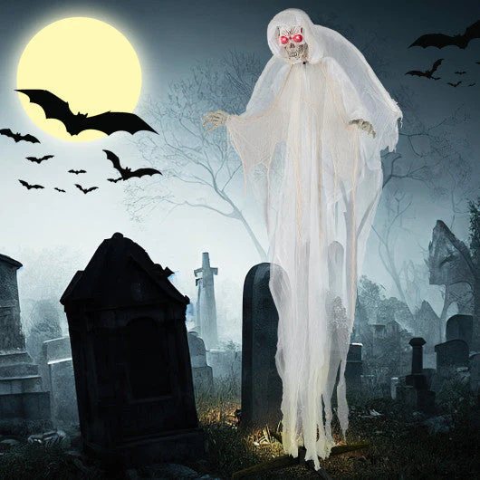 8.3 Ft Halloween Standing Haunted Angel With Lighted Eyes and Automatic Wing Movement - Kaedas