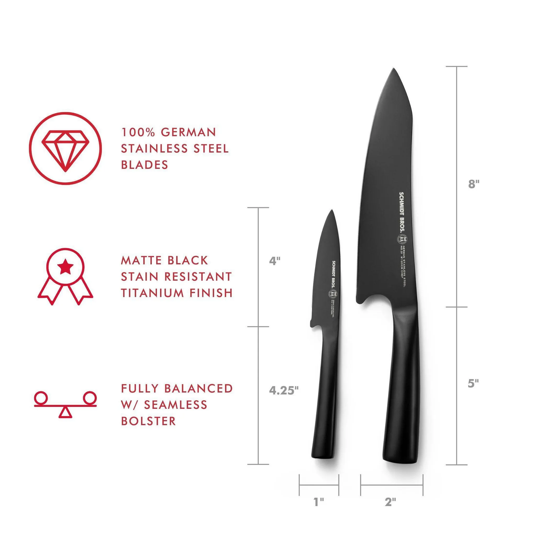 2pc Prep Knife Set - Jet Black - Kaedas