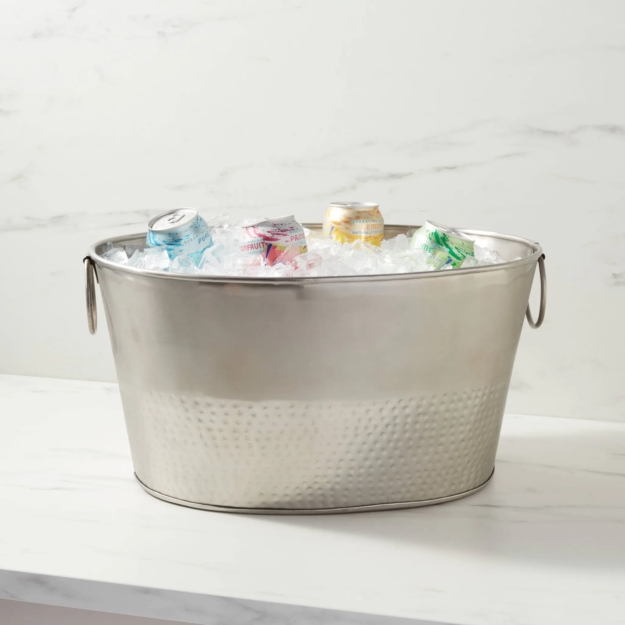 23.5L Stainless Steel Hammered Metal Oval Beverage Tub - Kaedas
