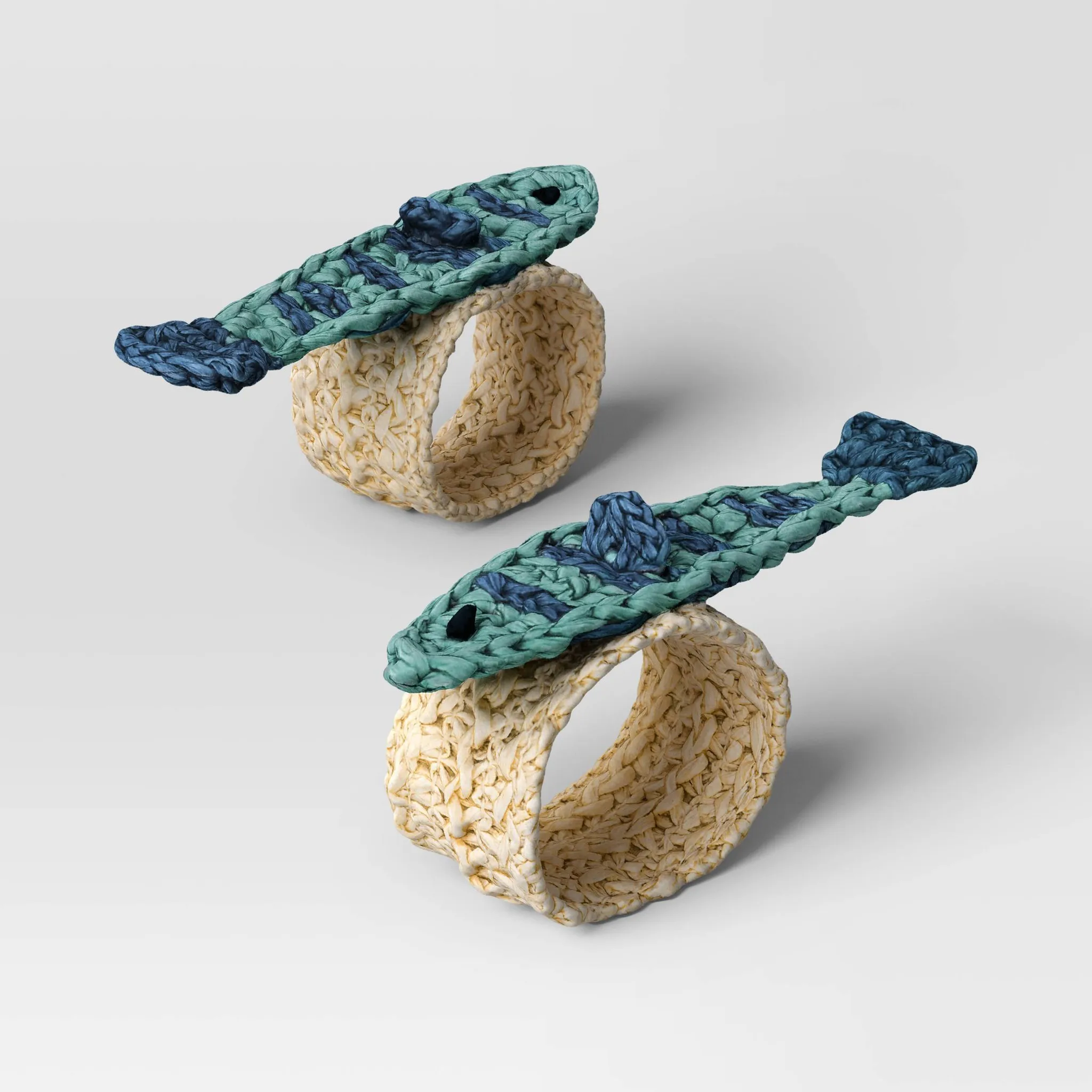 Coastal 2pk Fish Woven Napkin Ring - Kaedas