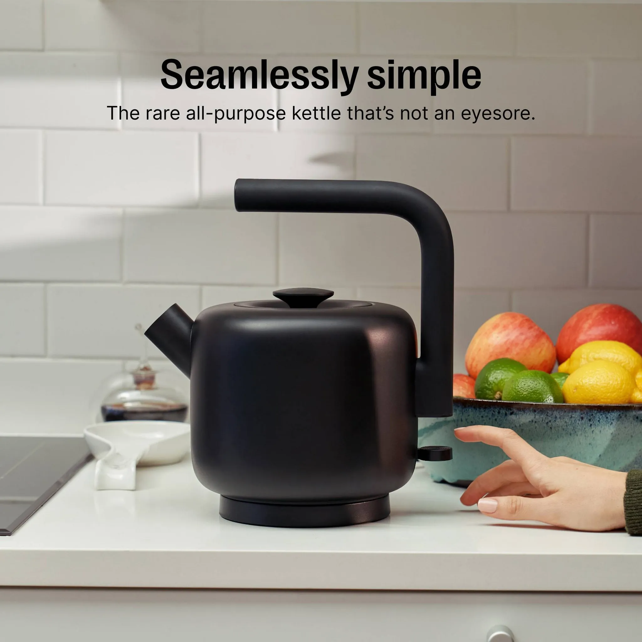 1.5L Clyde Electric Tea Kettle Matte Black: Stainless Steel, 1500W, Plastic Lid, Steel Handle, 5.51 lbs, 10.62