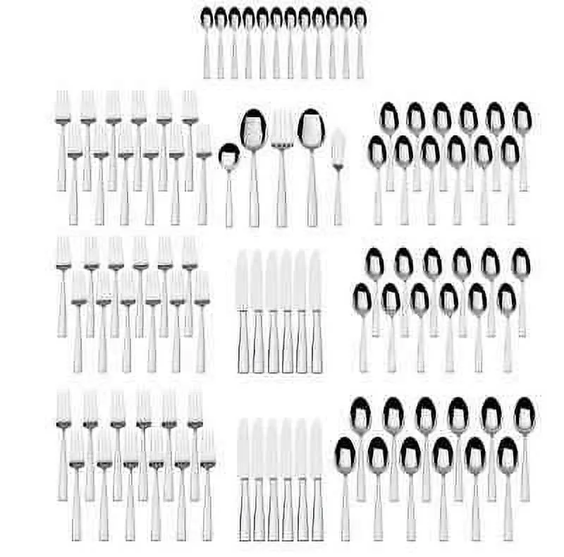 Lifetime Brands Mikasa Everett 101-piece 18/10 Stainless Steel Flatware Set Service for 12 - Kaedas