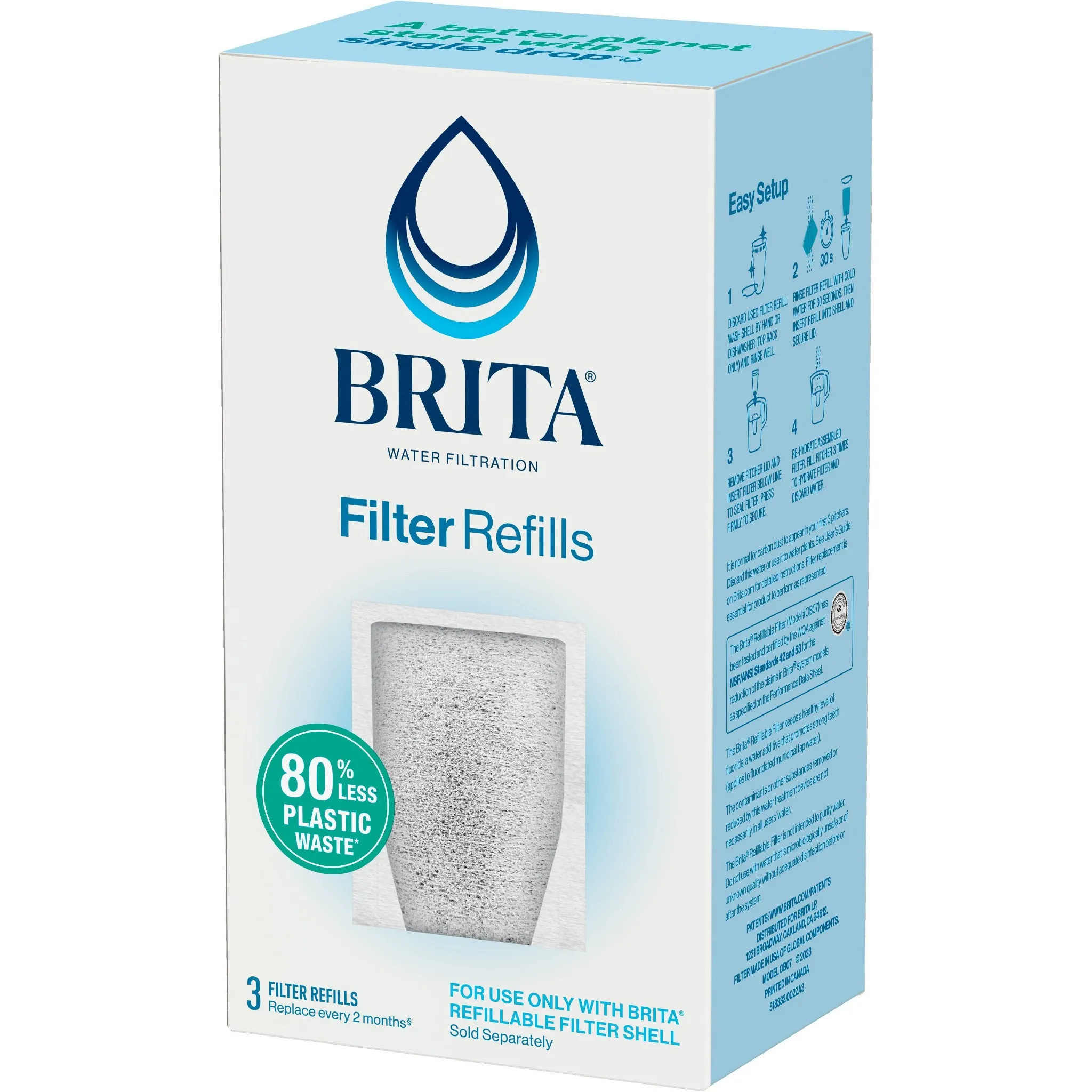 Refillable Replacement Water Filters for  Water Pitchers and Dispensers - 3ct: Filters Chlorine, Cadmium, Mercury - Kaedas
