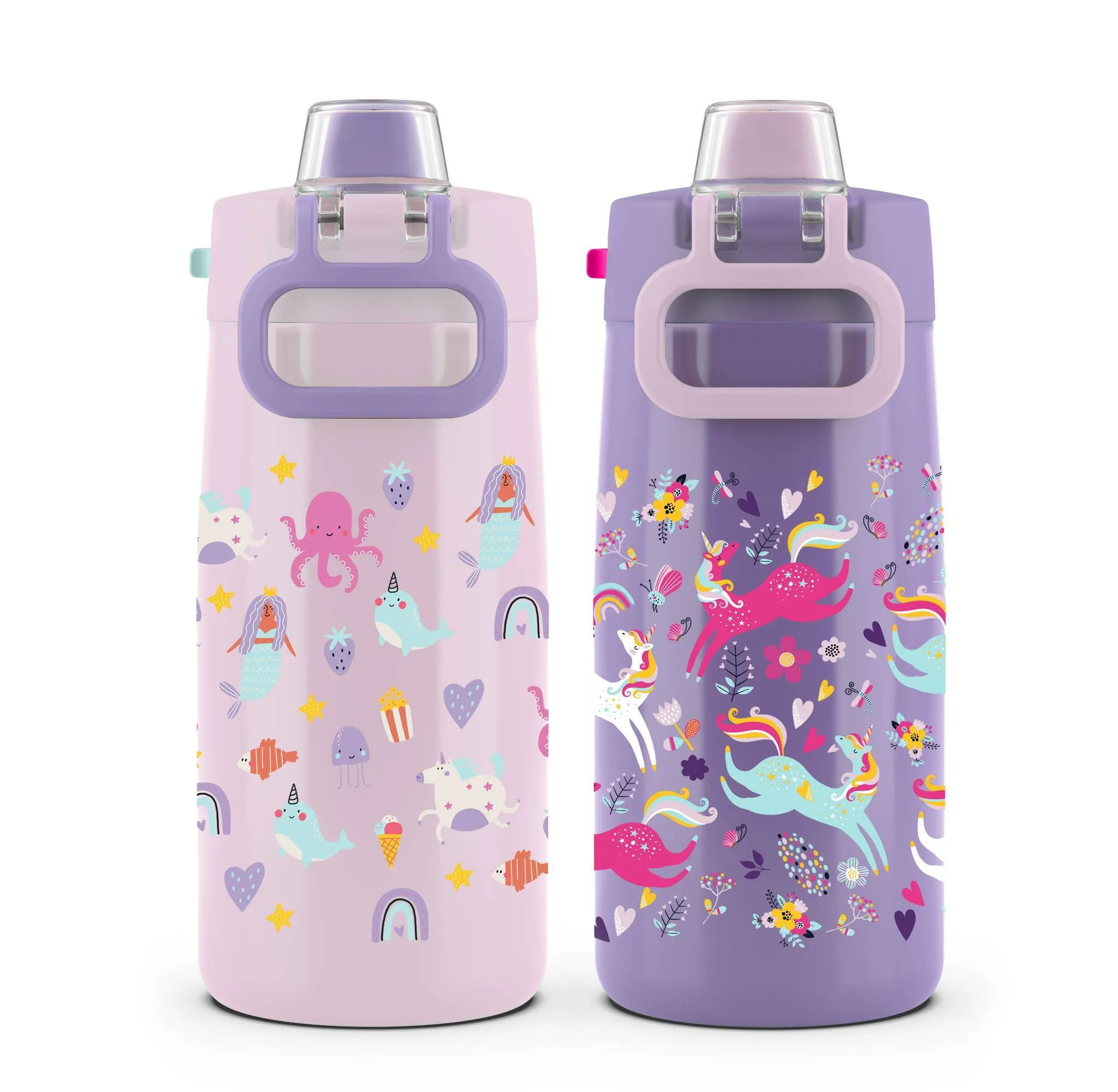 2pk Colby Kids' Stainless Steel 12oz Water Bottles Pink/Purple: Insulated Reusable Toddler Drinkware - Kaedas
