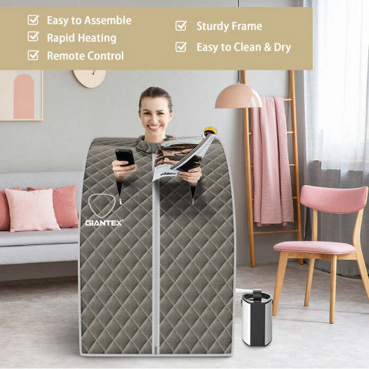 Portable Personal Steam Sauna Spa With 3L Blast-Proof Steamer Chair-Gray - Kaedas
