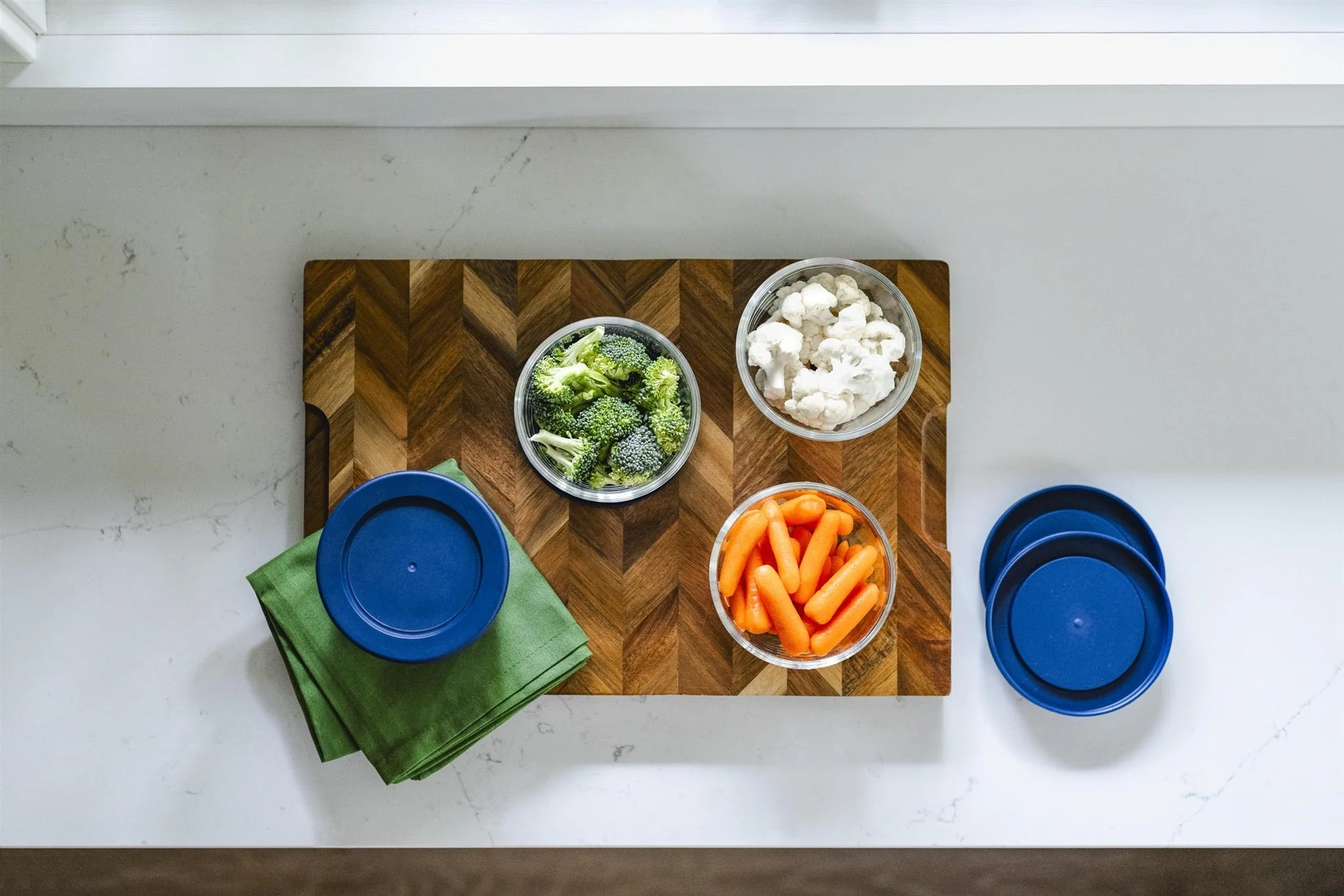 Glass Food Storage Containers - 16 Piece 7oz Set (8 Containers + 8 Lids), Blue - Kaedas