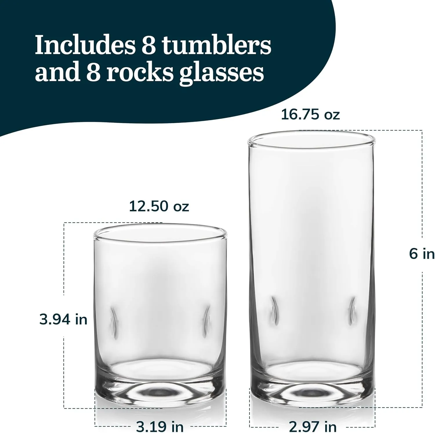 Impressions 16-Piece Tumbler and Rocks Glass Set 16 Piece Set Impressions - Kaedas