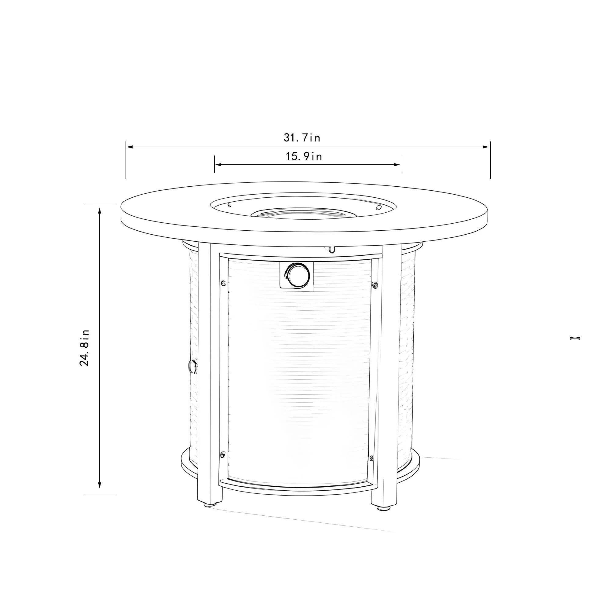 Propane Gas Fire Pit Table, 50000 Btu Round Steel Fire Pit - Kaedas