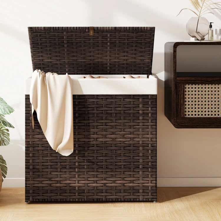 Laundry Hamper With Wheels and Lid-Brown - Kaedas