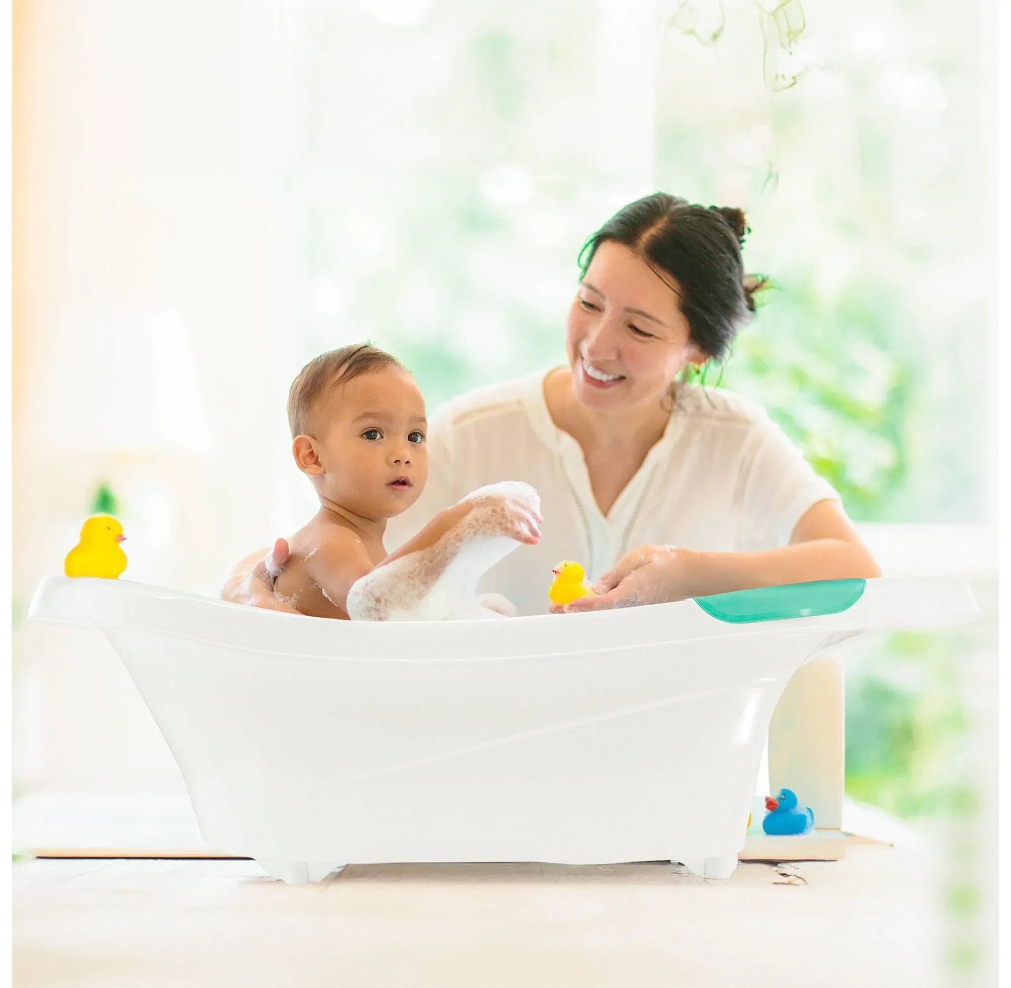 Baby Bathtub with Head Cushion - White - Kaedas