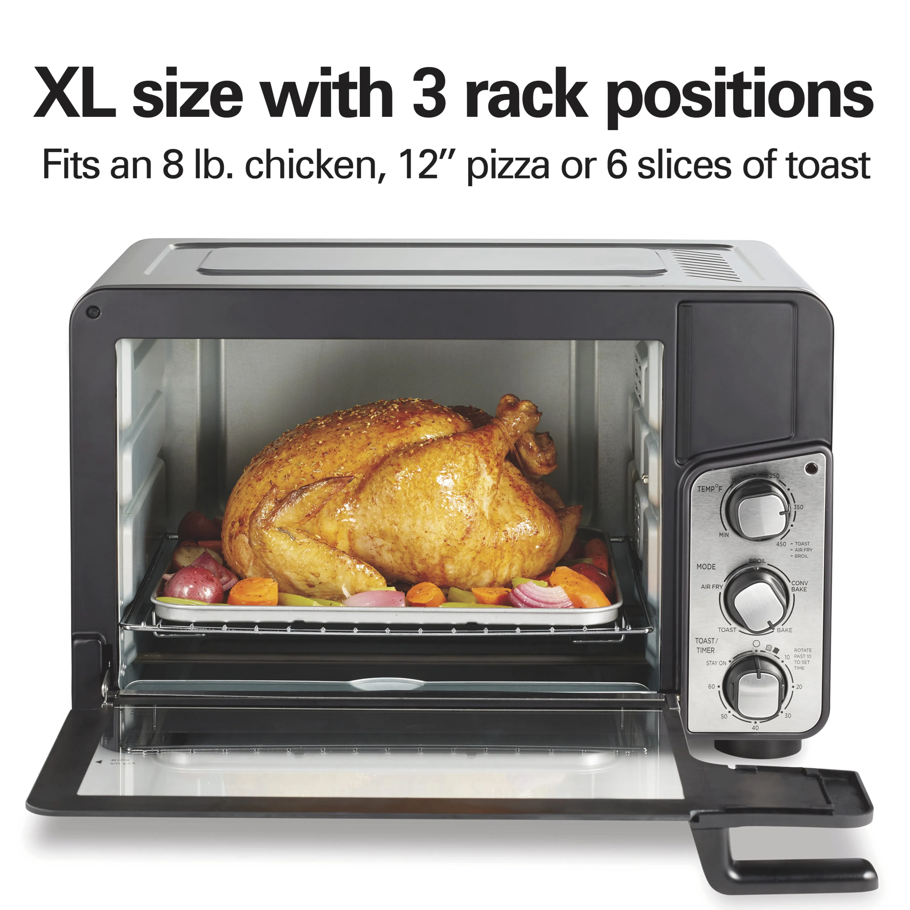 Hamilton Beach Easy View XL Toaster Oven With Sure-Crisp Air Fry, 1750W, 6 Slice Capacity (See Description) - Kaedas