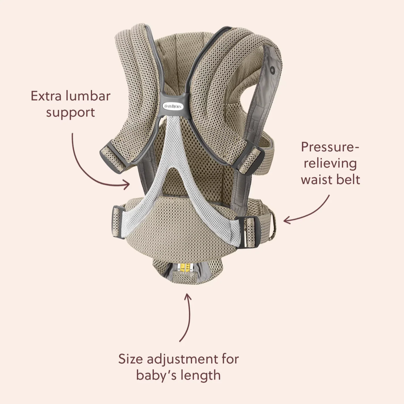 Baby Carrier Free - 3D Mesh, Beige - Kaedas