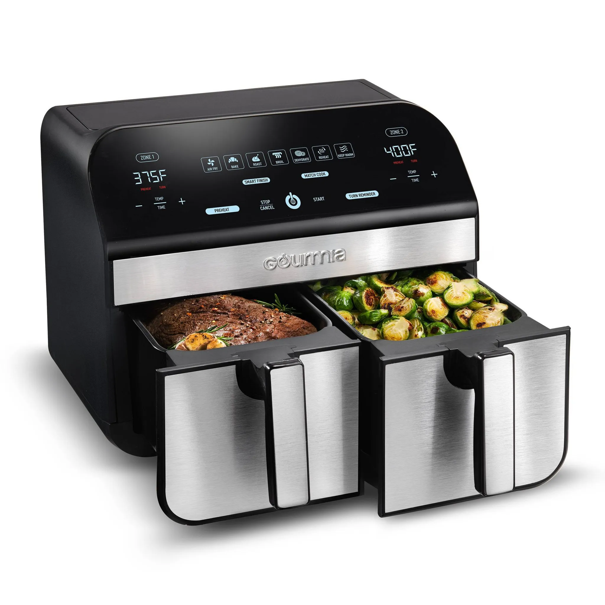 10-Qt. Dual Basket Digital Air Fryer with Smart Finish & Match Cook - Kaedas