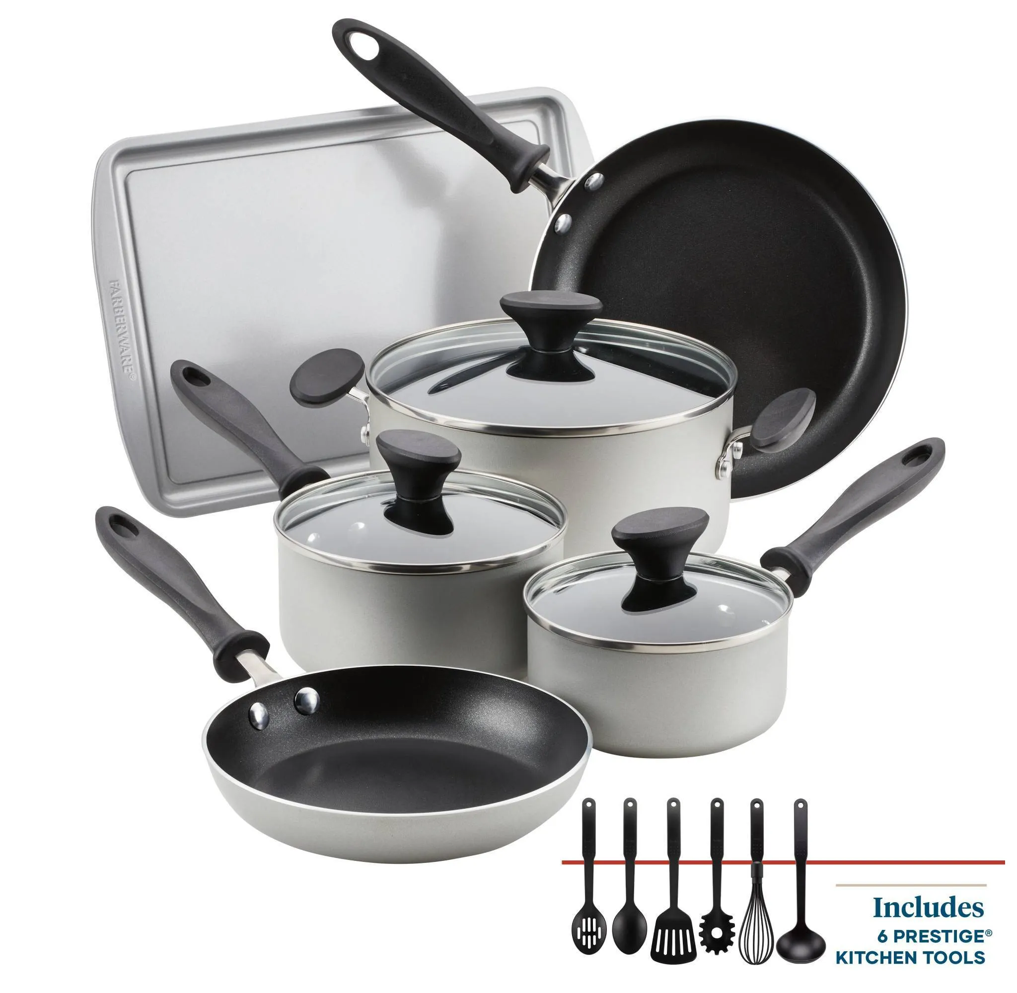Reliance 15pc Aluminum Nonstick Cookware Set - Silver - Kaedas