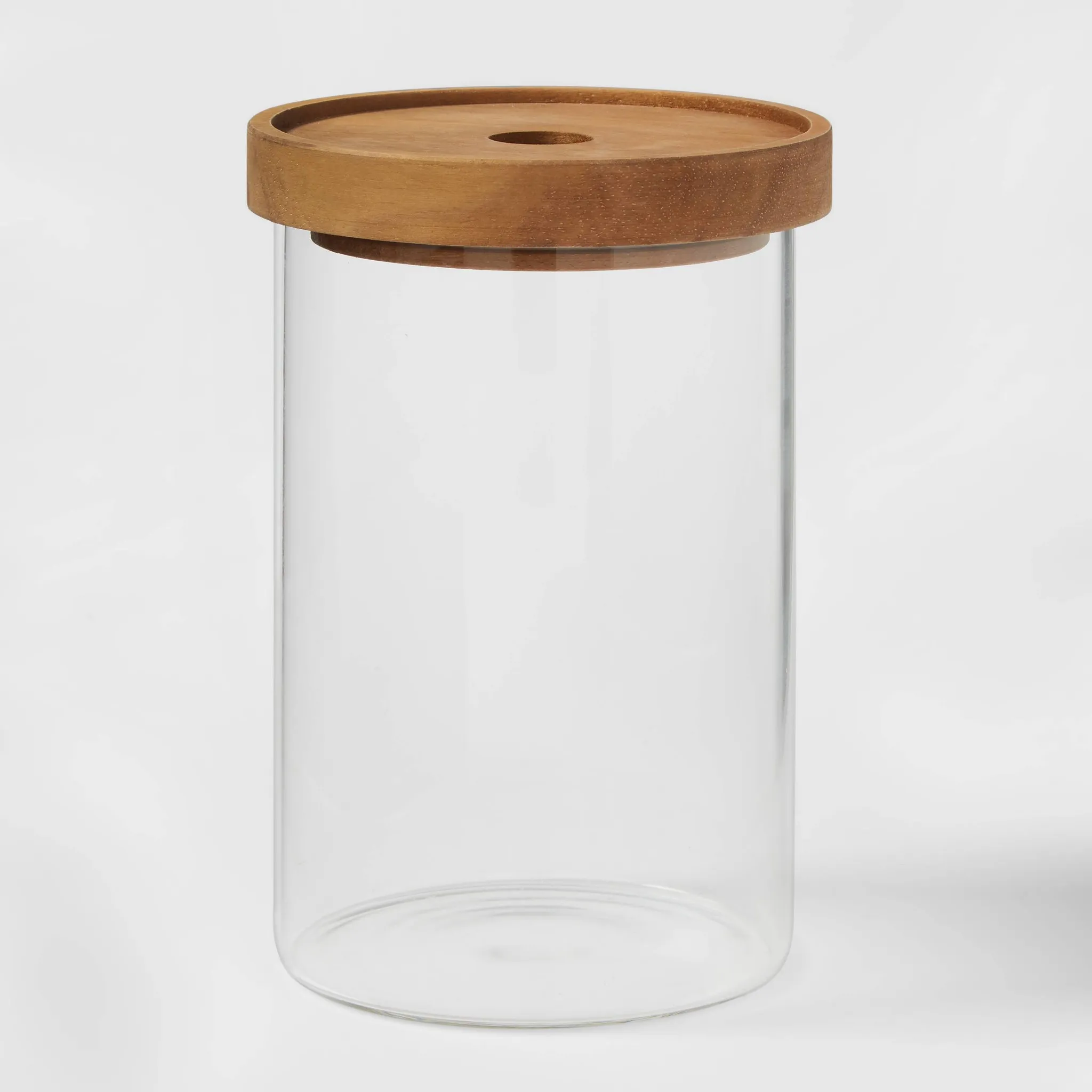Medium Glass Storage Canister with Wood Lid - Kaedas