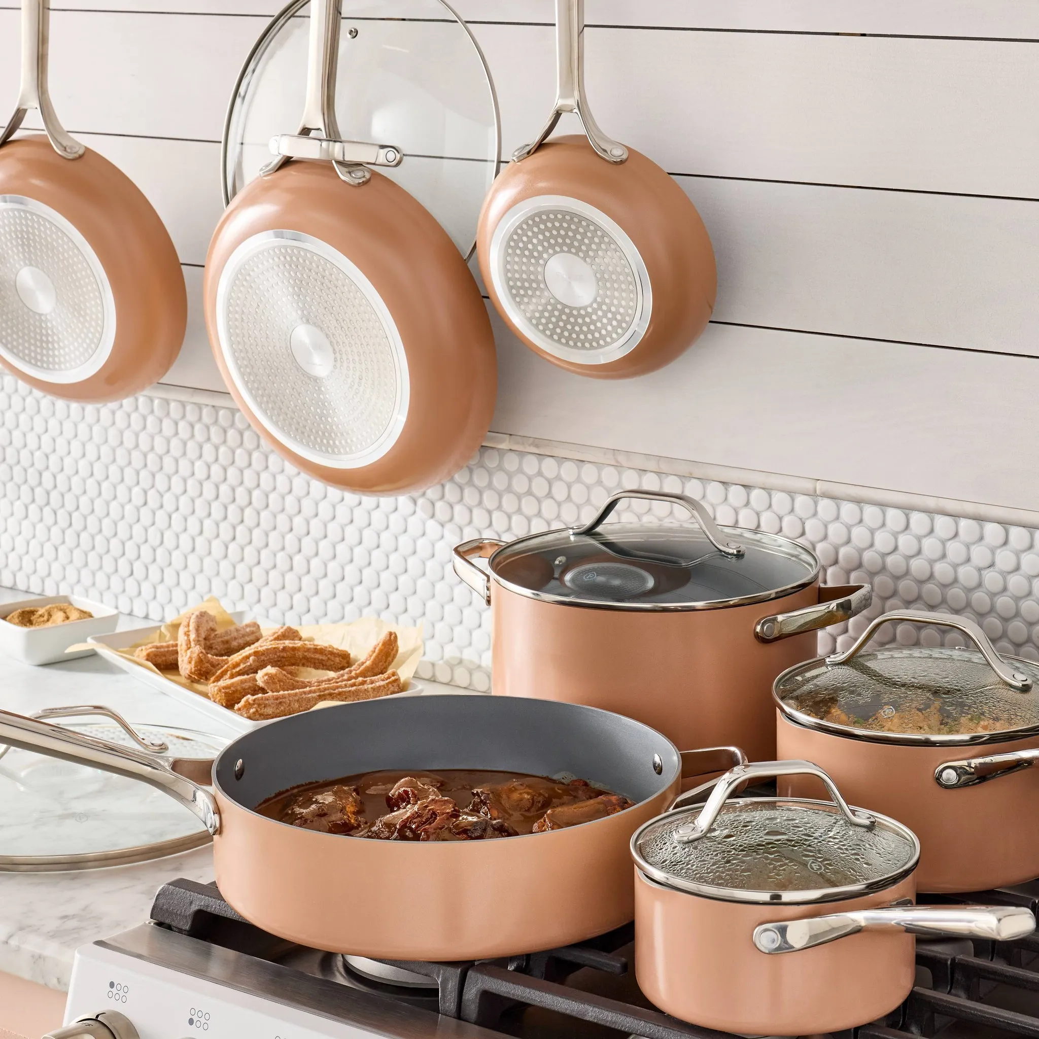 12-Piece Nonstick Ceramic Cookware Set - Terracotta Orange - Kaedas