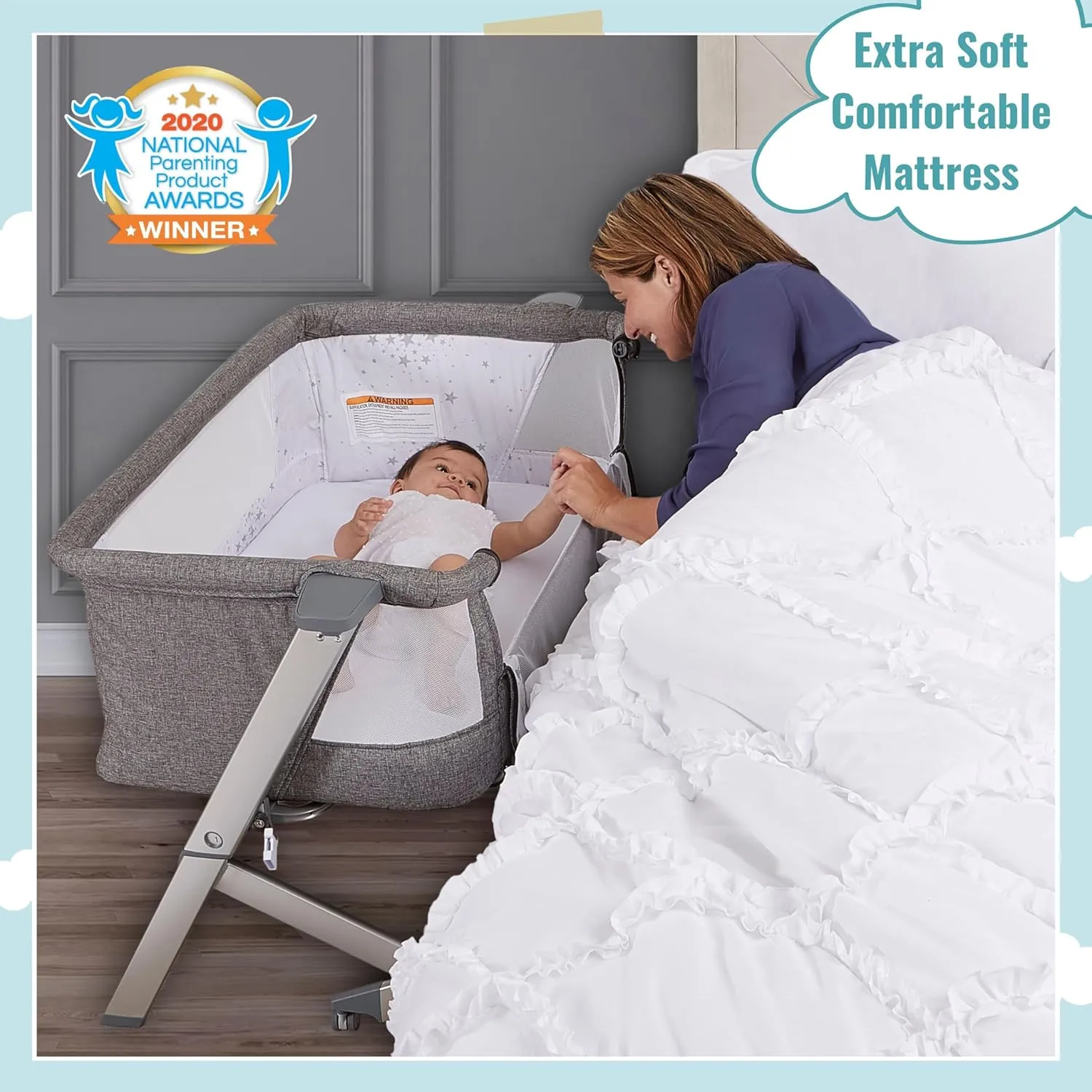 Skylar Bassinet and Bedside Sleeper - Grey - Kaedas
