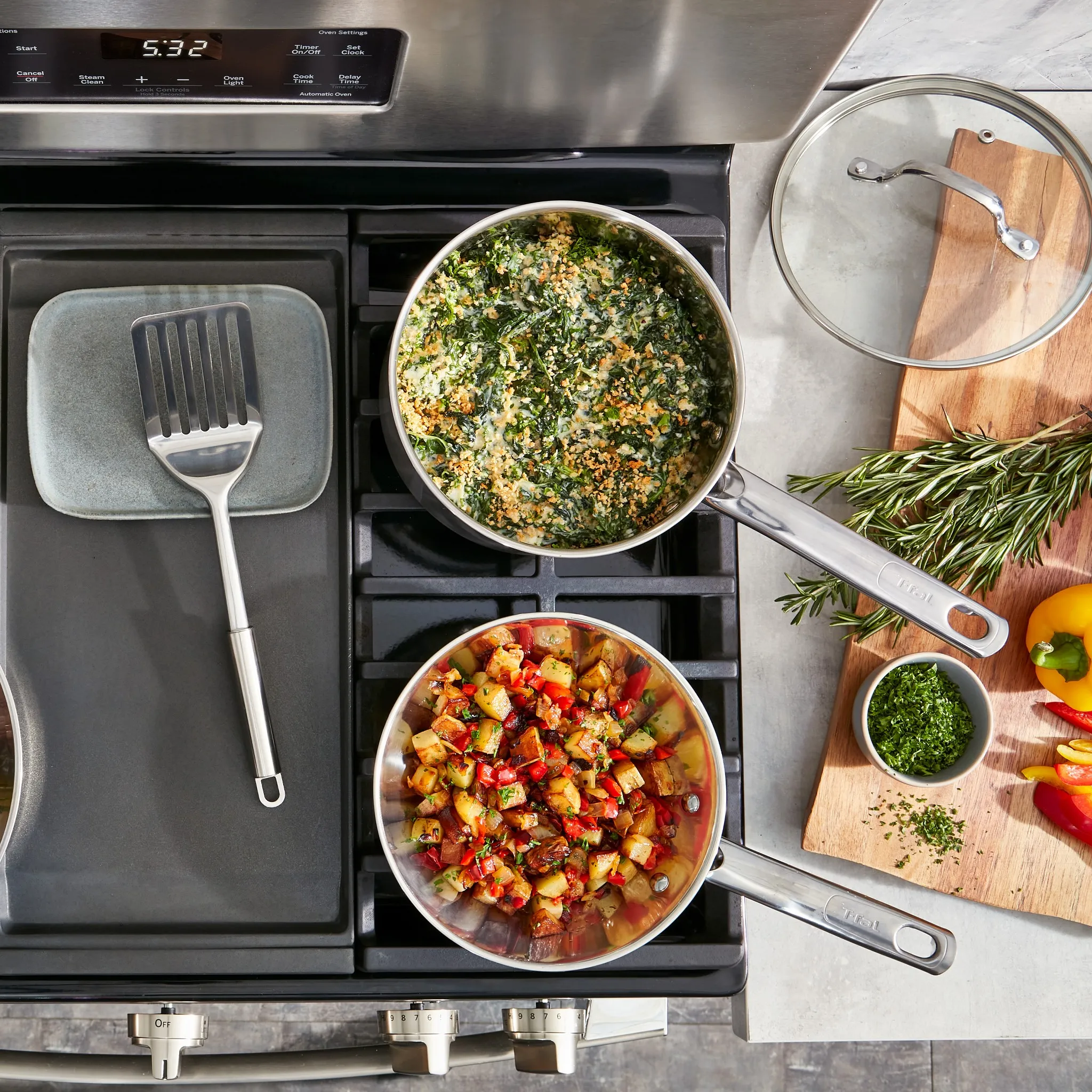 T-fal 14pc Expert Stainless Steel Cookware Set Silver (See - Kaedas