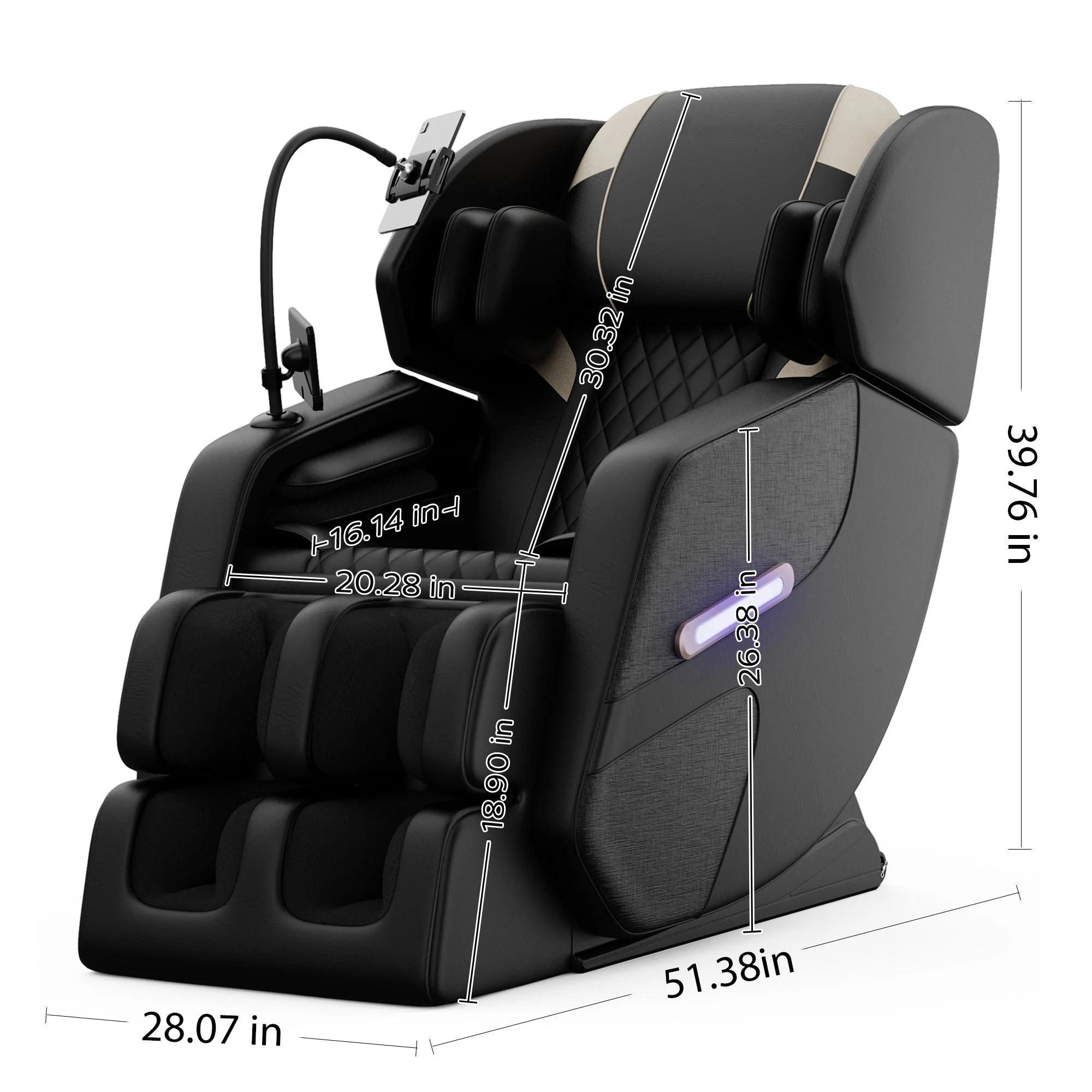Massage Chair Recliner With Zero Gravity, Full Body Air Pressure - Black - Kaedas
