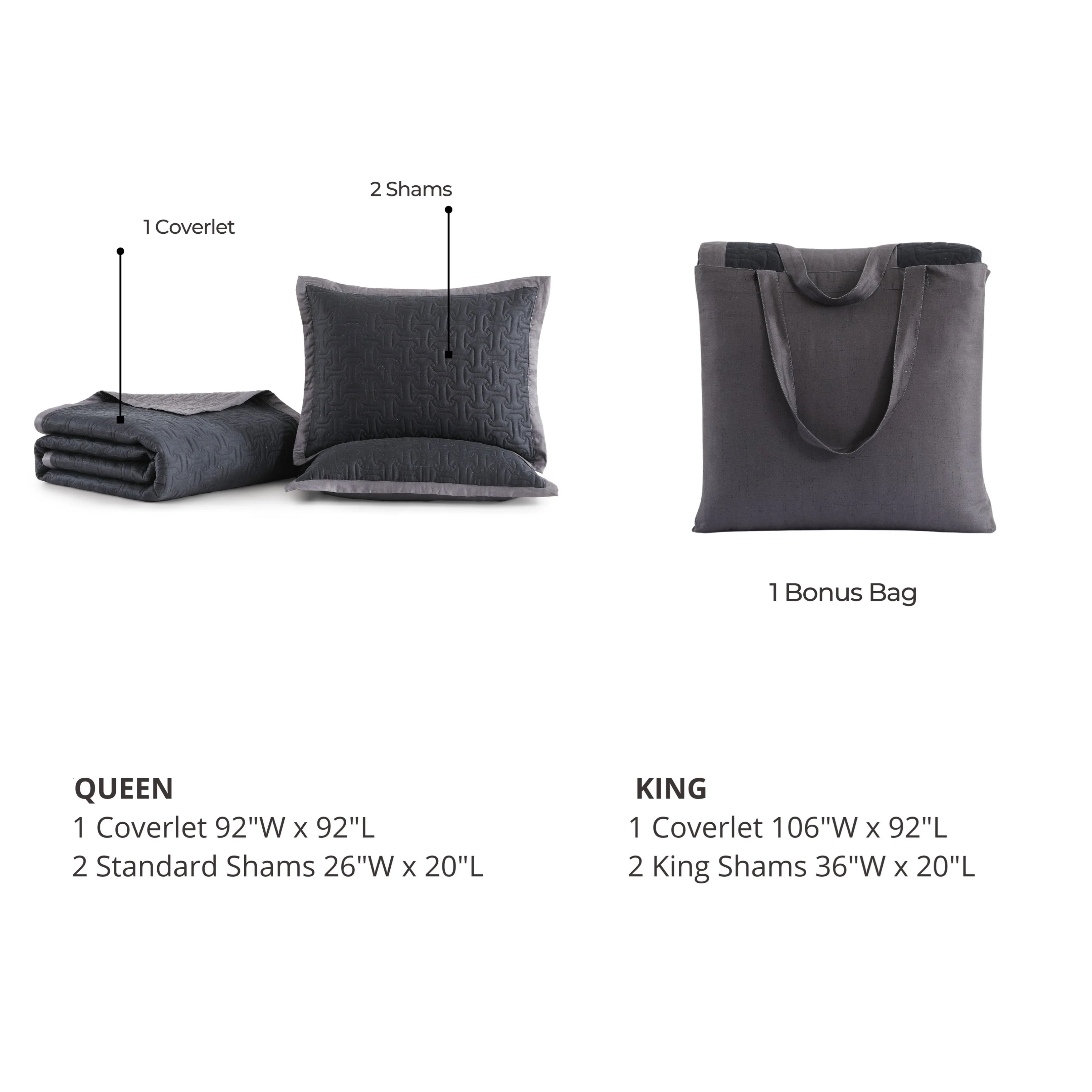 Bebejan 3 Piece Textured Quilted Coverlet Set - Kaedas