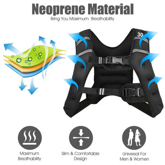 30LBS Workout Weighted Vest With Mesh Bag Adjustable Buckle-30 Lbs - Kaedas