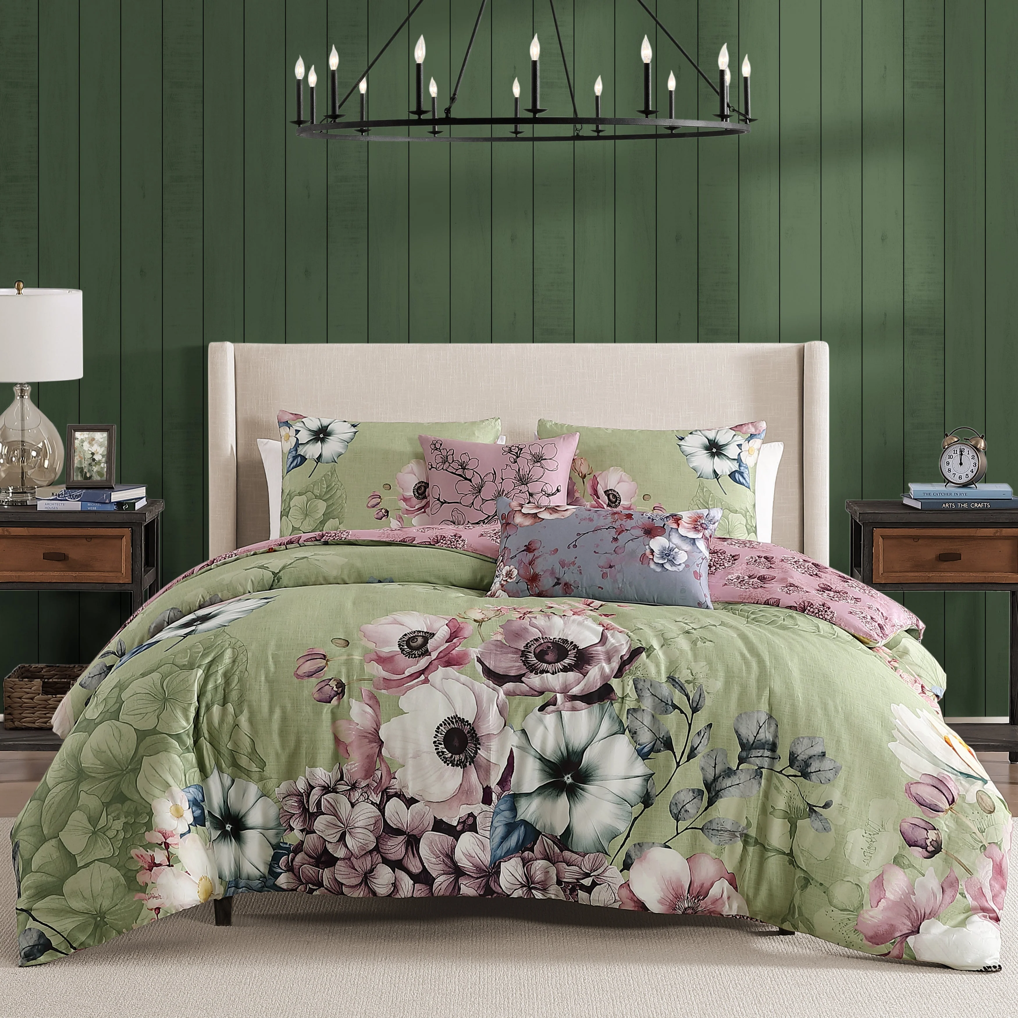 Bebejan Lilac Cascade 5 Piece Reversible Comforter Set - Kaedas