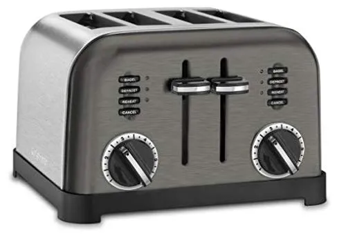 4-Slice Classic Toaster - Black Stainless Steel - Kaedas
