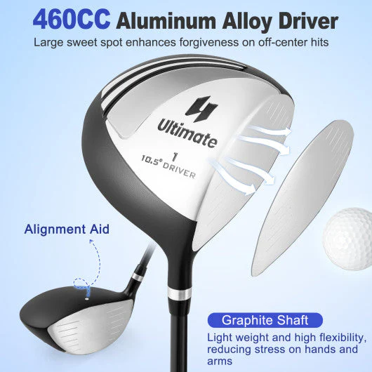 Men¡¯s Profile Complete Golf Club Package Set Includes 10 Pieces-Gray - Kaedas