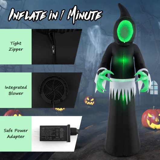 8 Feet Giant Halloween Inflatable Ghost With Built-in LED Lights and Mirror Face - Kaedas