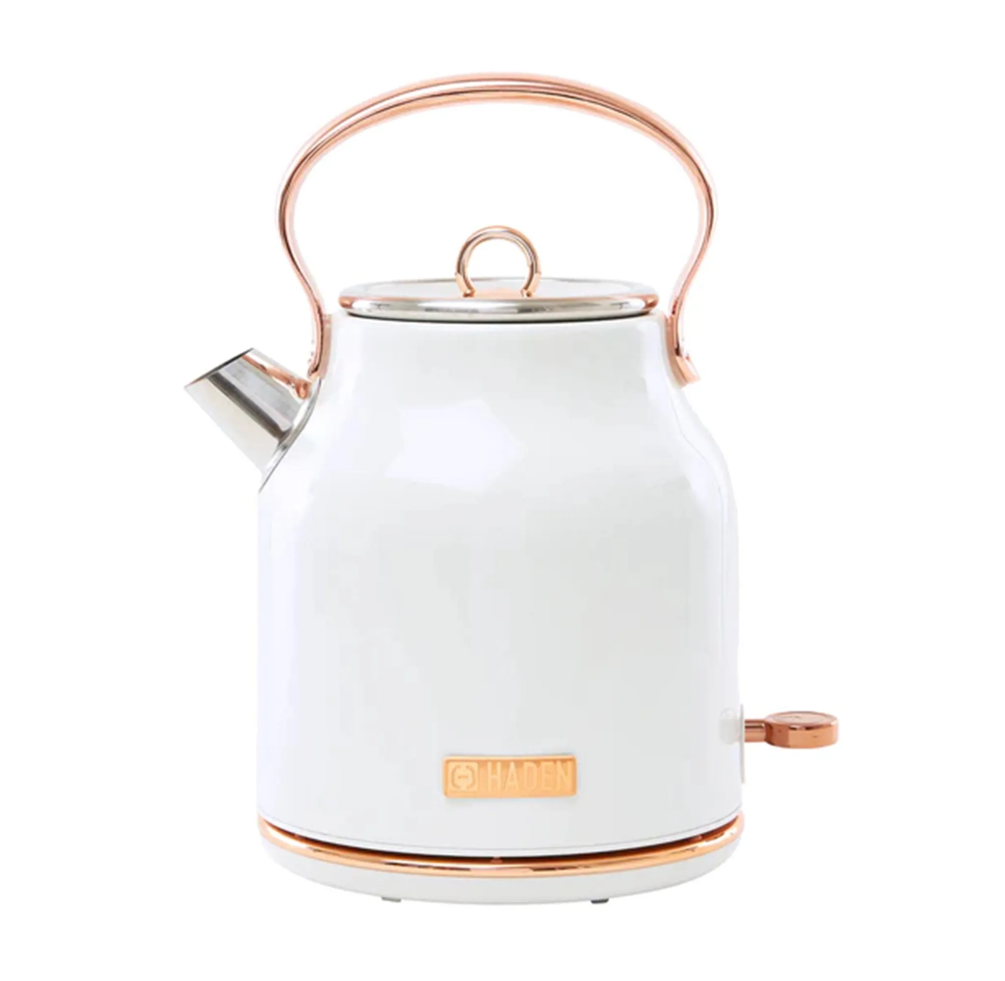 Heritage 1.7 Liter Stainless Steel Electric Kettle, Hot Water Kettle with 360-Degree Base and Auto Shutoff, Ivory & Copper - Kaedas