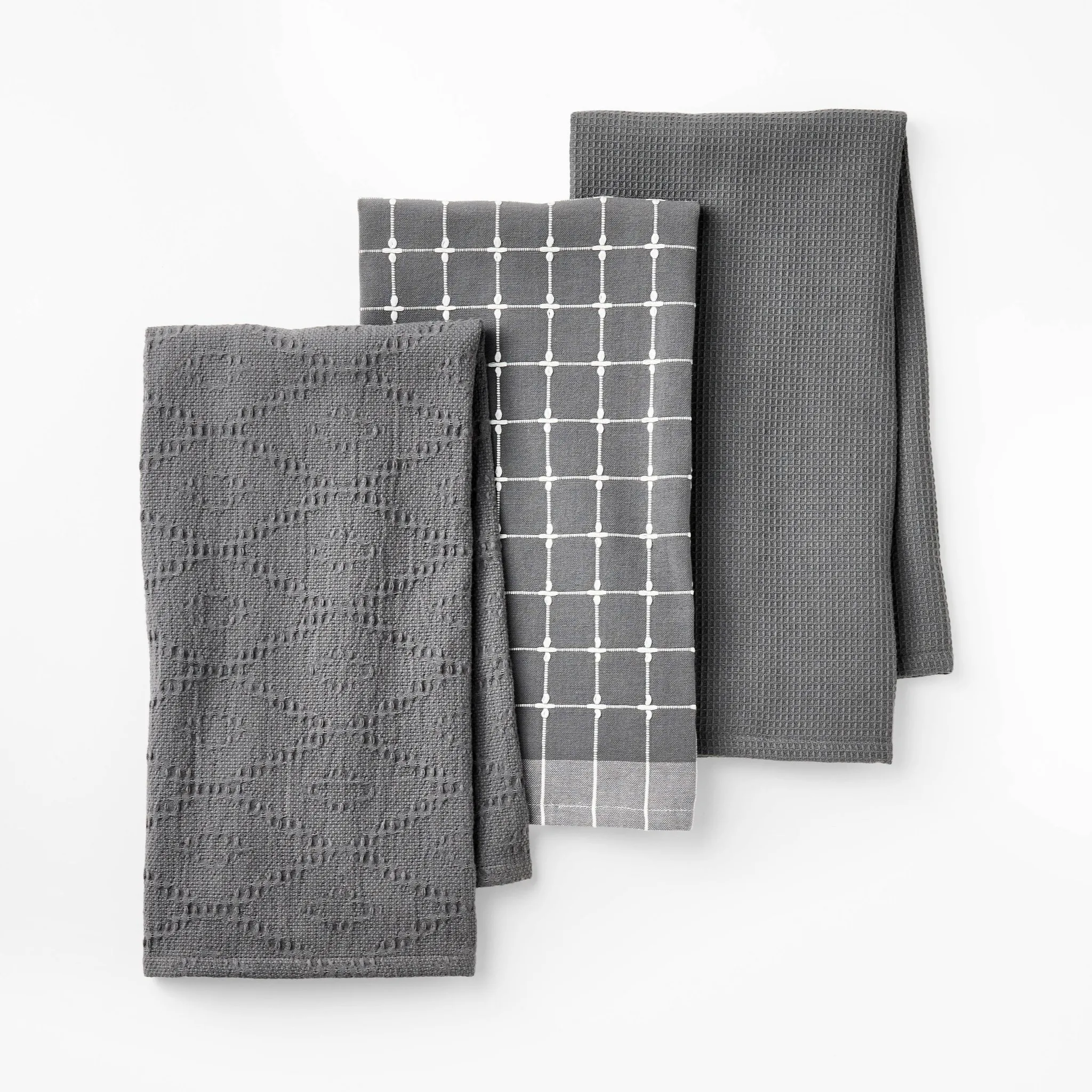 3pc Kitchen Towels Dark Gray - Kaedas
