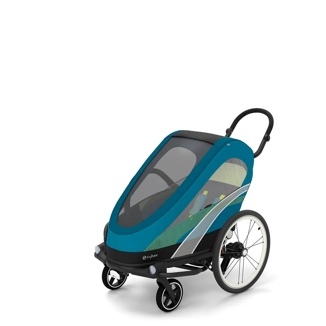 Zeno Bike OneBox Jogging Stroller - Black and Turquoise - Kaedas