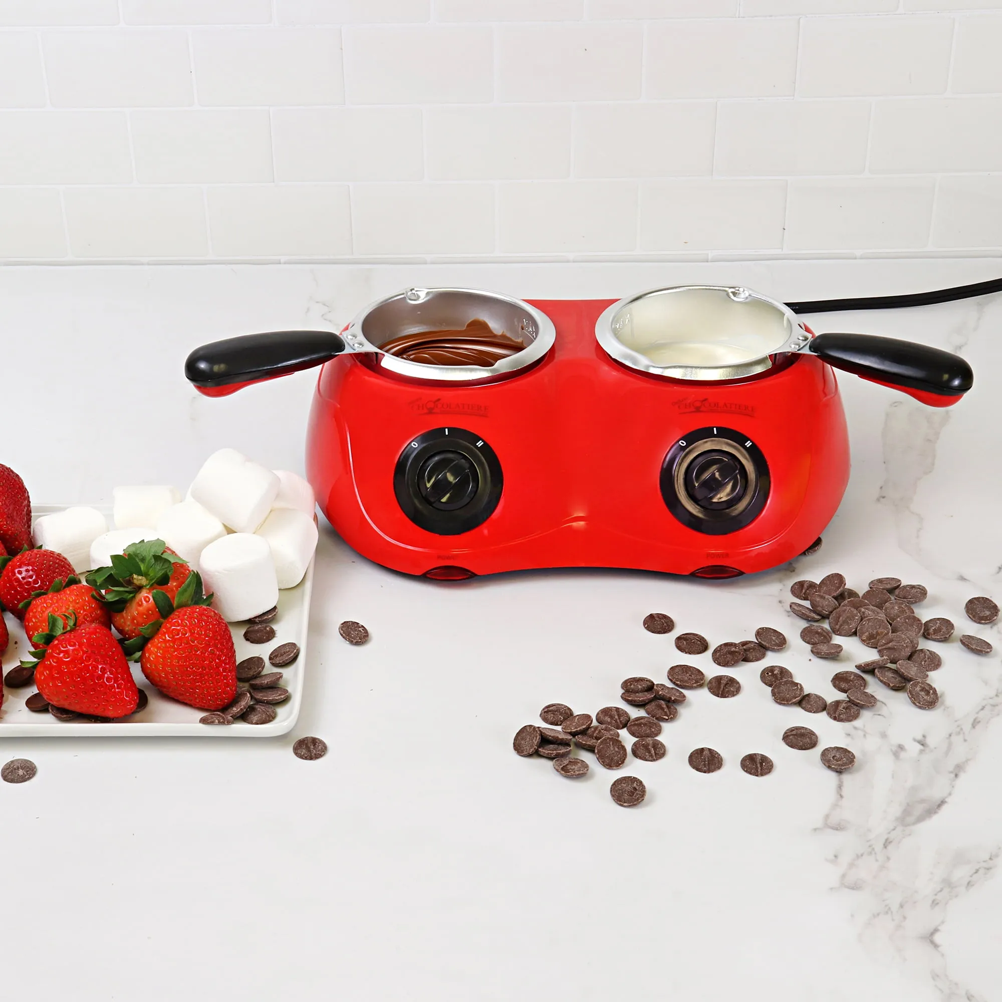 Total Chef Deluxe Chocolatiere Dual Chocolate Melter - Red - Kaedas