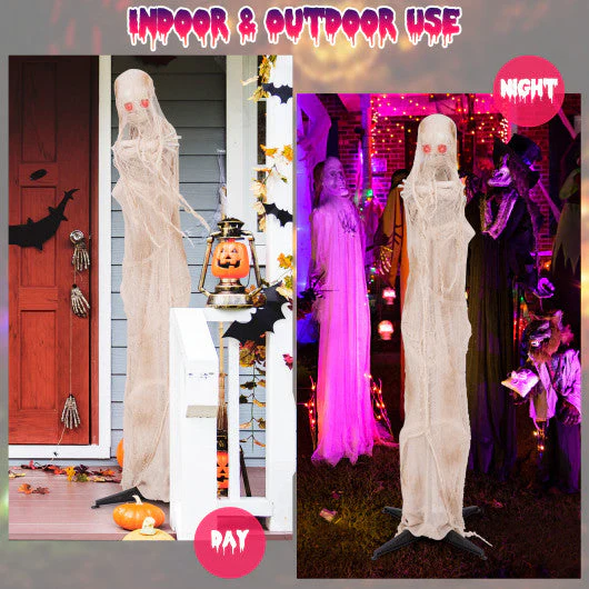 6FT Halloween Animated Standing Mummy With LED Red Glowing Eyes - Kaedas