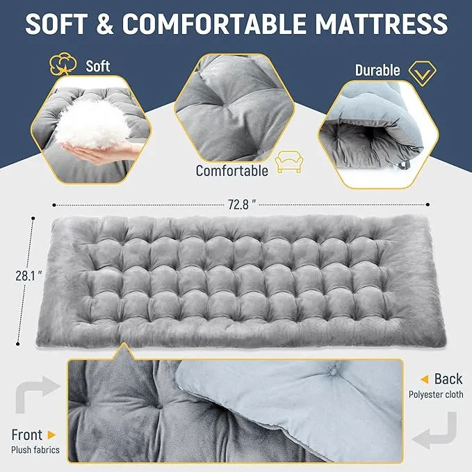 Folding Camping Cot with Cozy Mattress and Pillow - Adjustable - Kaedas