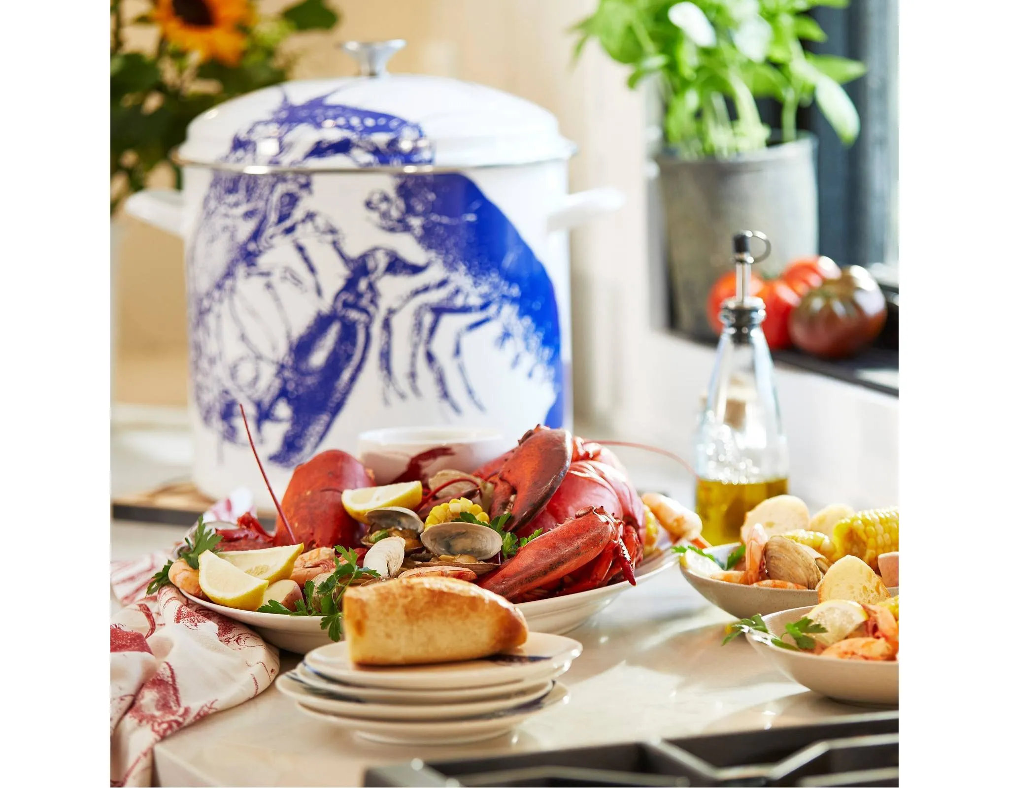 Caskata 16qt Enamel on Steel Stockpot with Cover - Blue Lobster - Kaedas