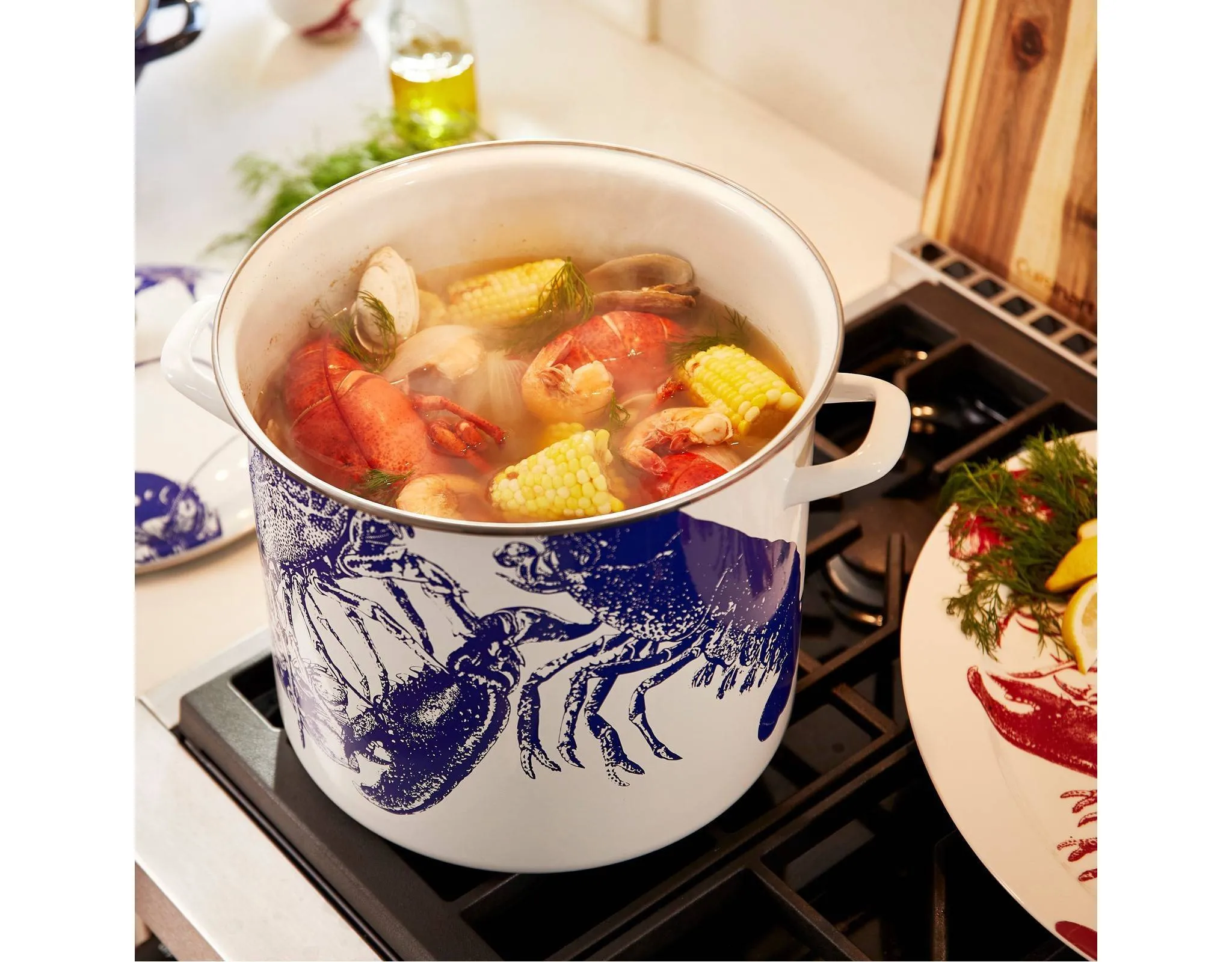 Caskata 16qt Enamel on Steel Stockpot with Cover - Blue Lobster - Kaedas