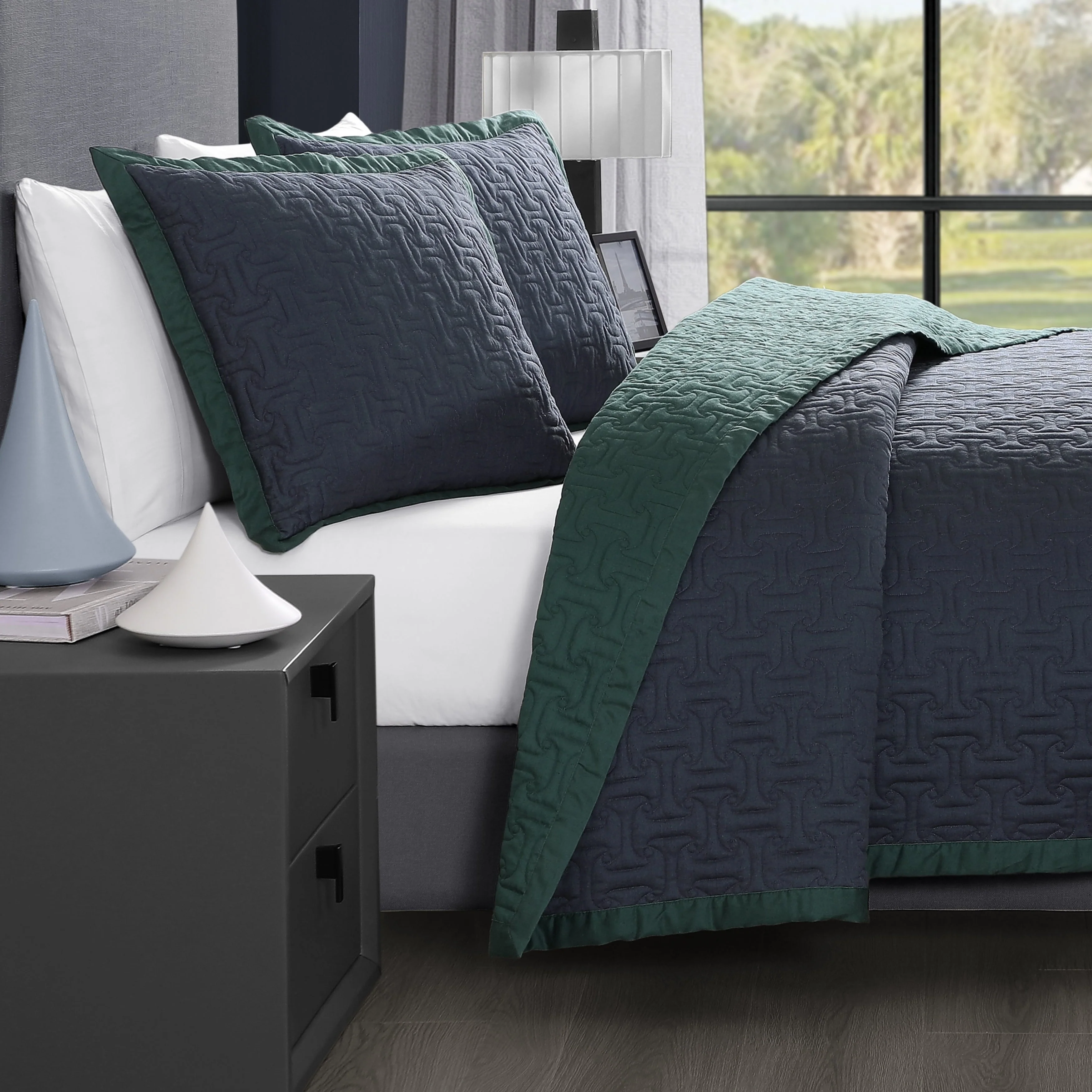 Bebejan 3 Piece Textured Quilted Coverlet Set - Kaedas