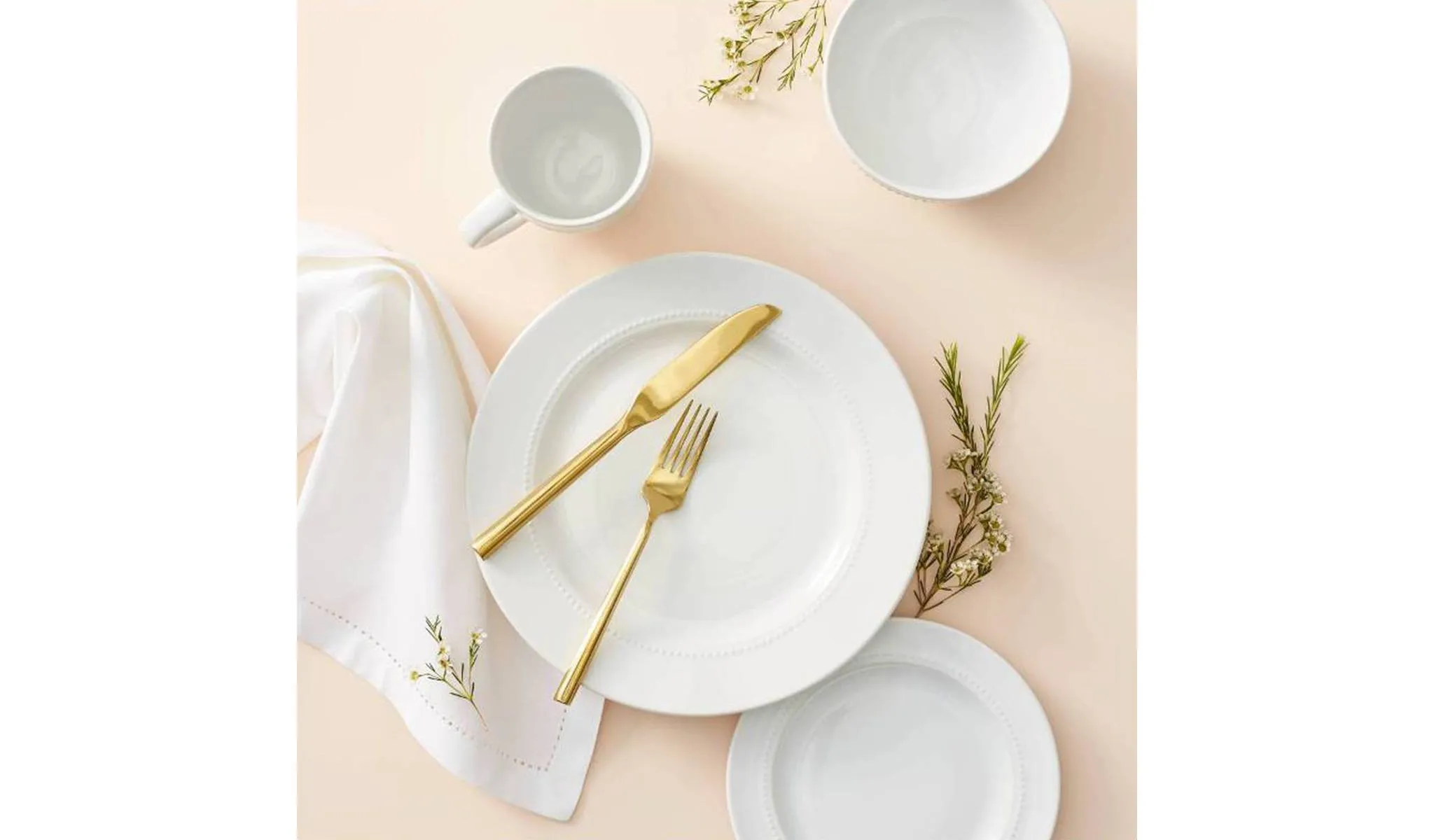 16pc Porcelain Beaded Rim Dinnerware Set White - Threshold - Kaedas