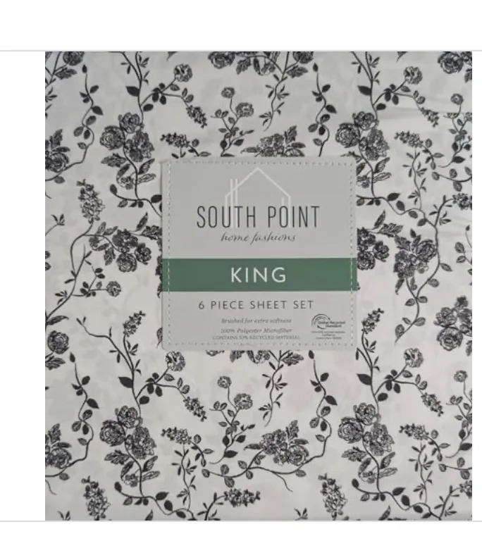 South Point Home Fashions 6-Piece Printed Sheet Set - Queen/King | 17