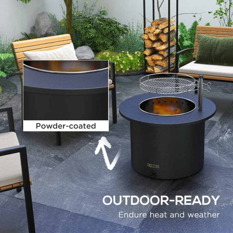 Outsunny 2-in-1 Smokeless Firepit- Black Stainless Steel - Kaedas