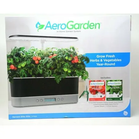 Harvest Elite Slim Indoor Garden - Brushed Platinum with Seed Pods - Kaedas